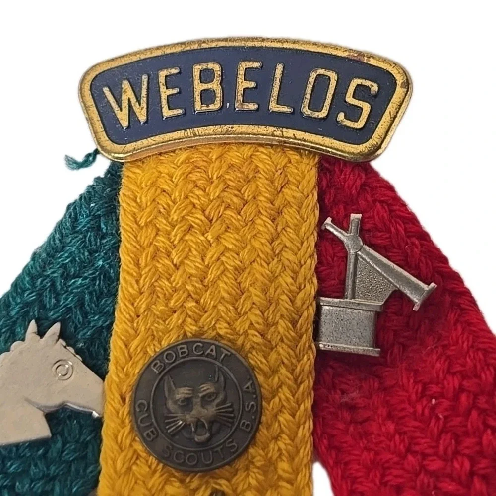 Webelos Ribbon Boy Scouts of America Award Pins Bobcat Gold Arrow Point Vintage